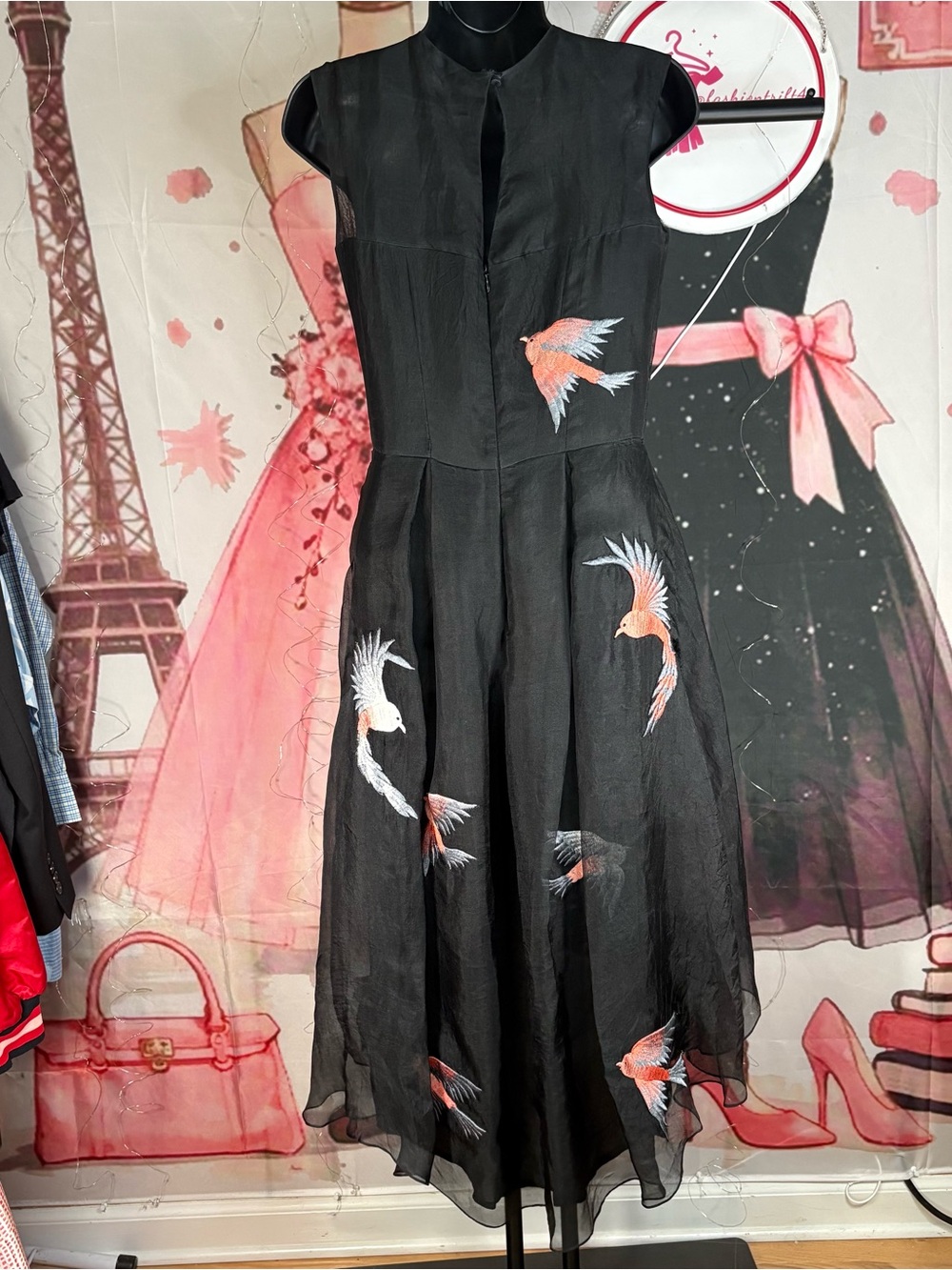 AGAATI Whispering Wings Silk Organza Embroidered Gown dress Sz SX price $625 - Picture 7 of 15